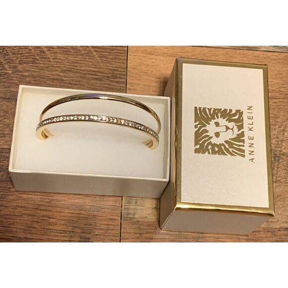Anne Klein Jewelry - Anne Klein Crystal Pave Hinged Bracelet Gold Tone Set of 2 New in Box